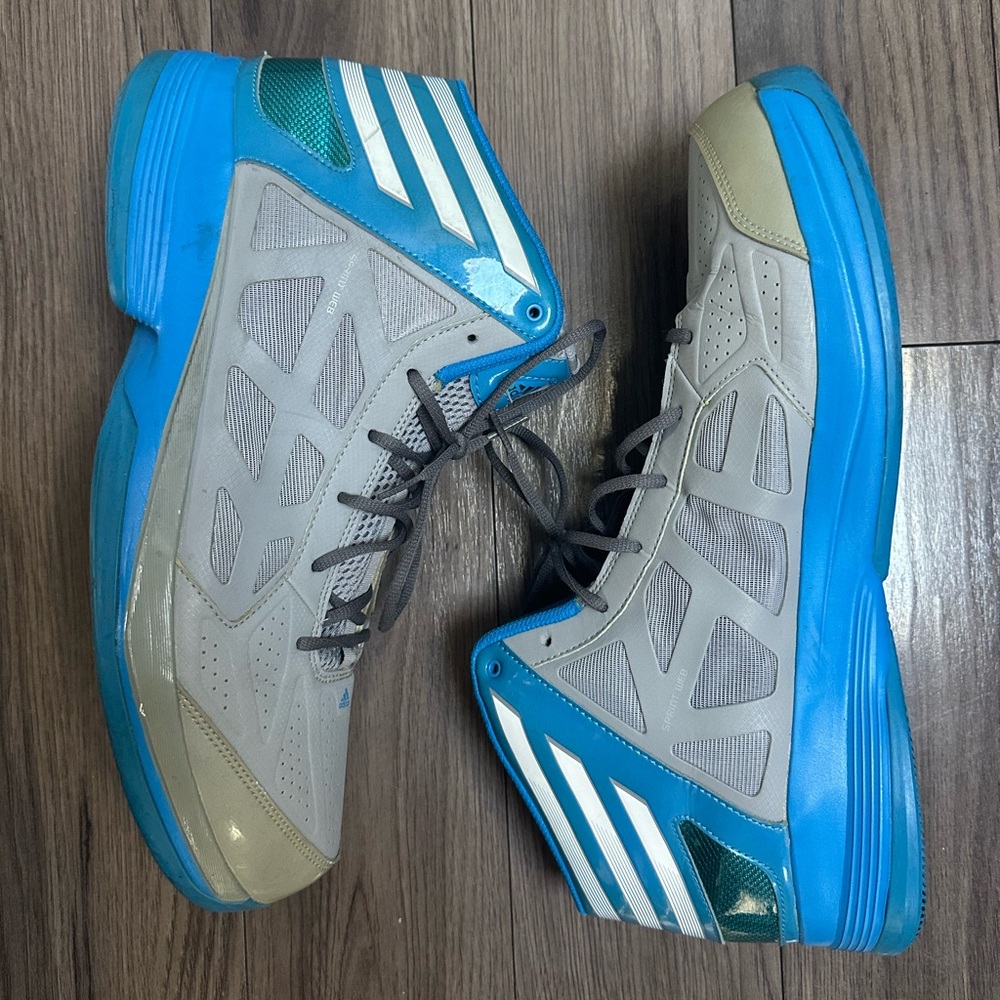 Adidas Gray and Blue Basketball Sneakers